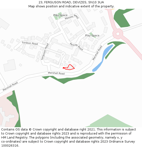 23, FERGUSON ROAD, DEVIZES, SN10 3UA: Location map and indicative extent of plot