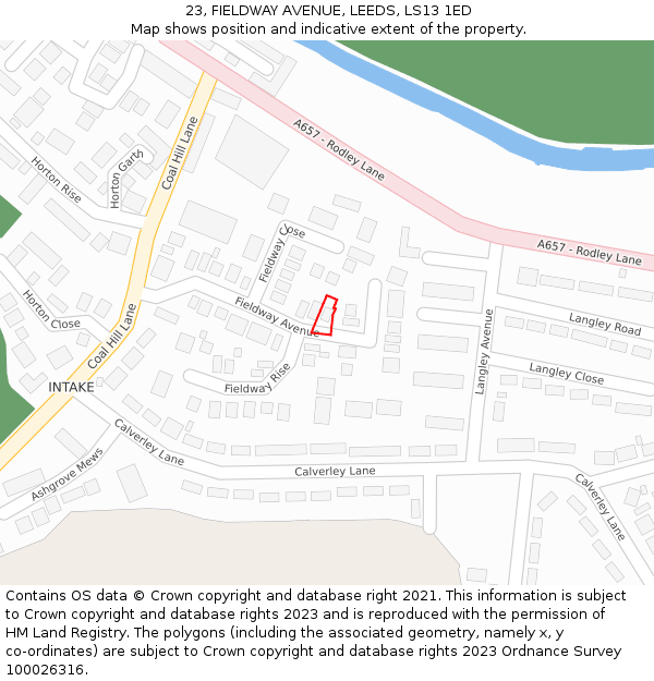 23, FIELDWAY AVENUE, LEEDS, LS13 1ED: Location map and indicative extent of plot