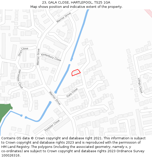 23, GALA CLOSE, HARTLEPOOL, TS25 1GA: Location map and indicative extent of plot