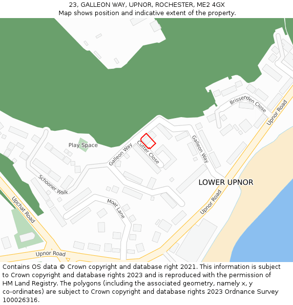 23, GALLEON WAY, UPNOR, ROCHESTER, ME2 4GX: Location map and indicative extent of plot