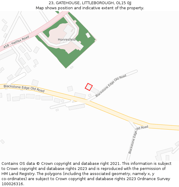 23, GATEHOUSE, LITTLEBOROUGH, OL15 0JJ: Location map and indicative extent of plot