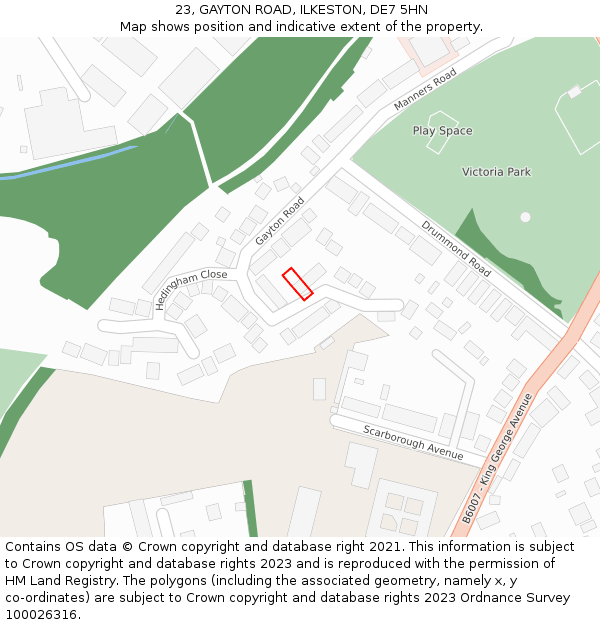 23, GAYTON ROAD, ILKESTON, DE7 5HN: Location map and indicative extent of plot