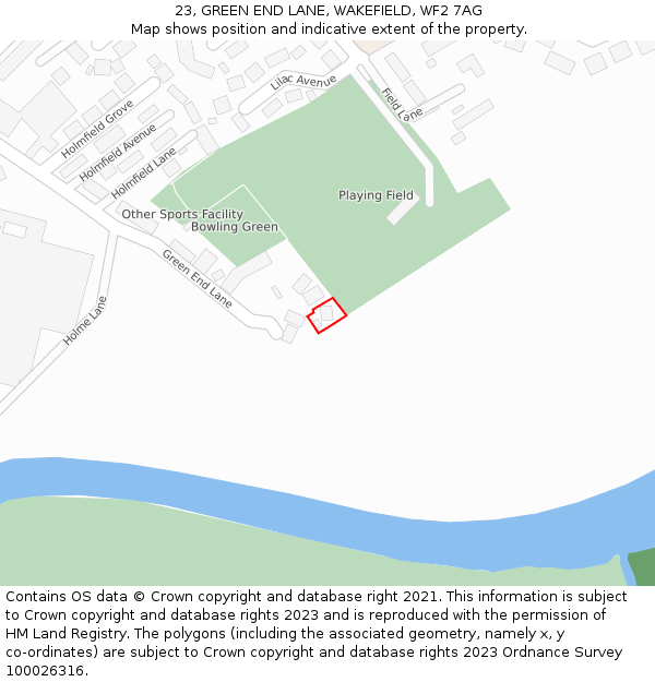 23, GREEN END LANE, WAKEFIELD, WF2 7AG: Location map and indicative extent of plot