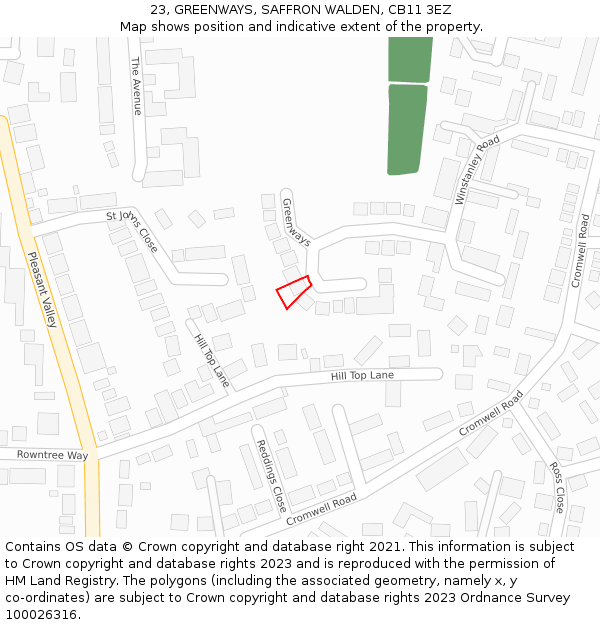 23, GREENWAYS, SAFFRON WALDEN, CB11 3EZ: Location map and indicative extent of plot