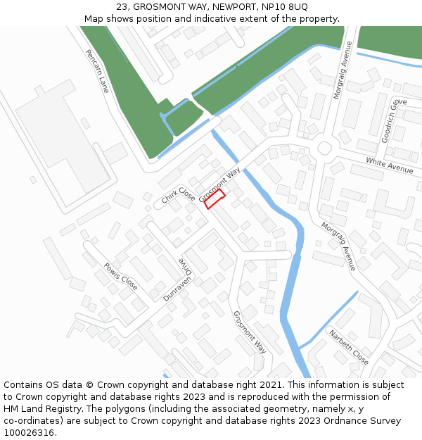 23, GROSMONT WAY, NEWPORT, NP10 8UQ: Location map and indicative extent of plot