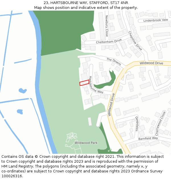 23, HARTSBOURNE WAY, STAFFORD, ST17 4NR: Location map and indicative extent of plot