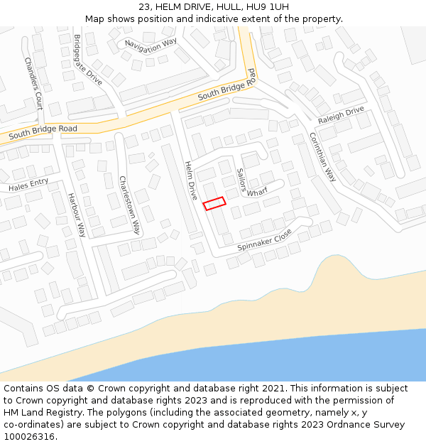 23, HELM DRIVE, HULL, HU9 1UH: Location map and indicative extent of plot