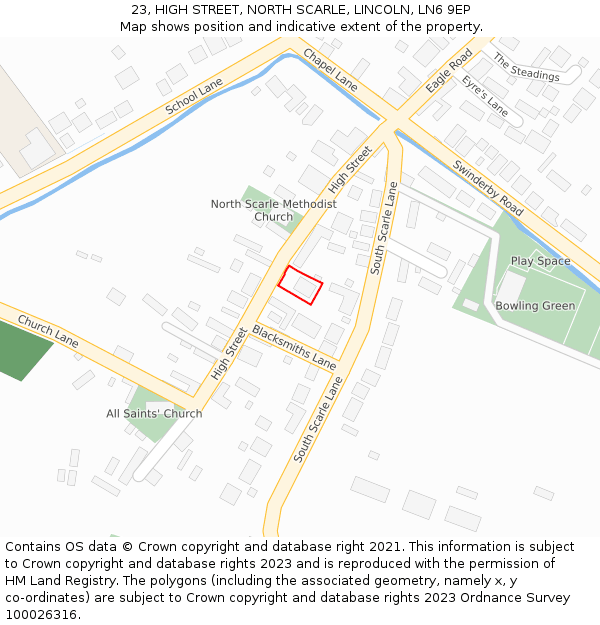 23, HIGH STREET, NORTH SCARLE, LINCOLN, LN6 9EP: Location map and indicative extent of plot