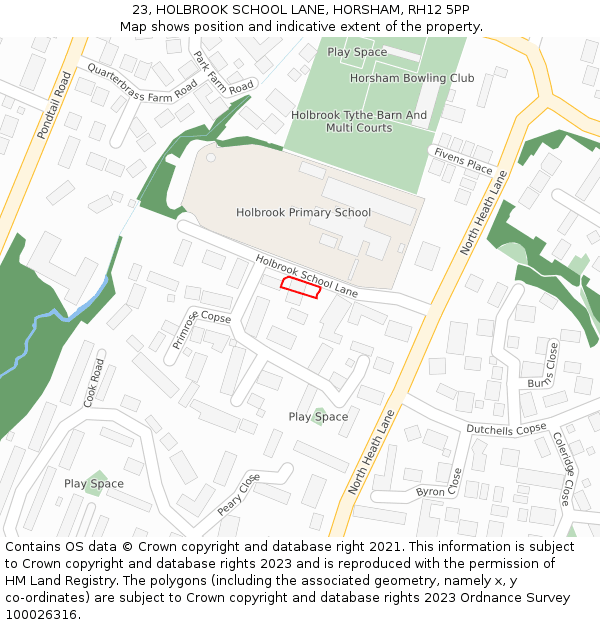 23, HOLBROOK SCHOOL LANE, HORSHAM, RH12 5PP: Location map and indicative extent of plot