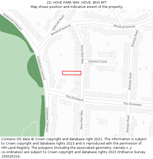 23, HOVE PARK WAY, HOVE, BN3 6PT: Location map and indicative extent of plot