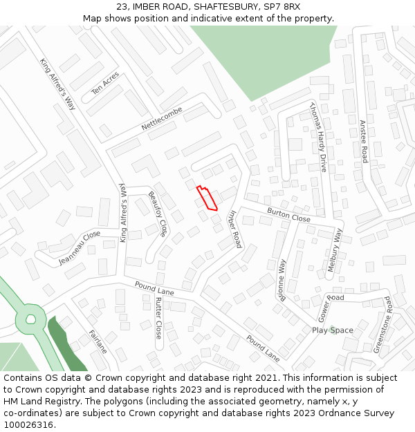 23, IMBER ROAD, SHAFTESBURY, SP7 8RX: Location map and indicative extent of plot