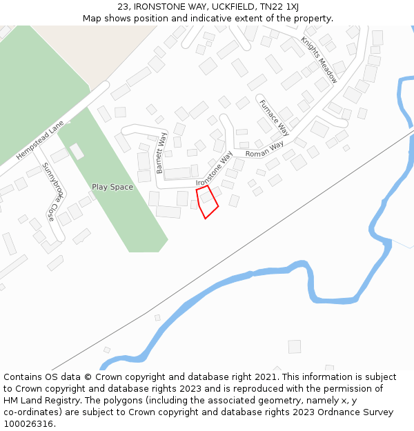 23, IRONSTONE WAY, UCKFIELD, TN22 1XJ: Location map and indicative extent of plot