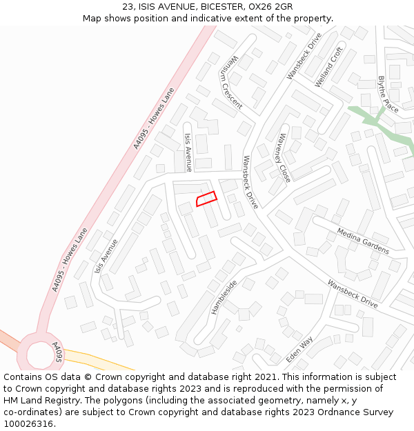 23, ISIS AVENUE, BICESTER, OX26 2GR: Location map and indicative extent of plot