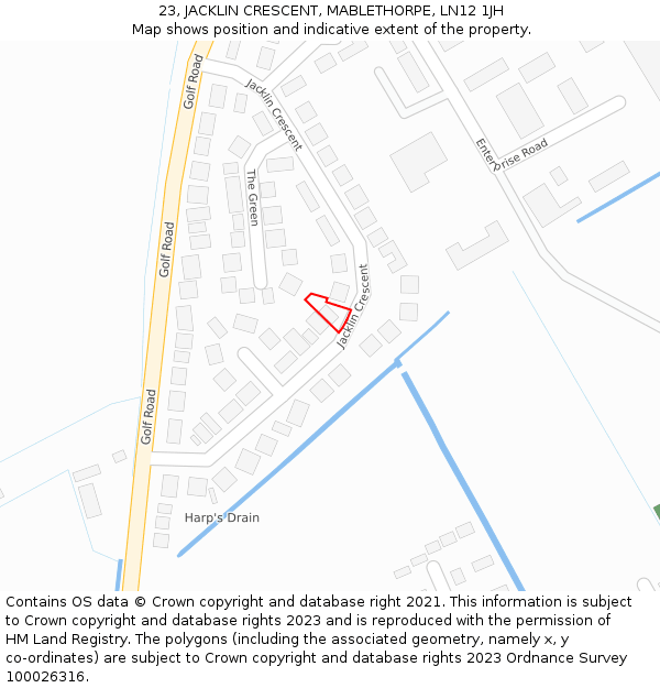 23, JACKLIN CRESCENT, MABLETHORPE, LN12 1JH: Location map and indicative extent of plot