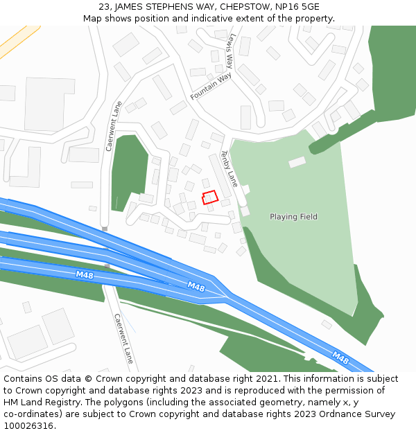 23, JAMES STEPHENS WAY, CHEPSTOW, NP16 5GE: Location map and indicative extent of plot