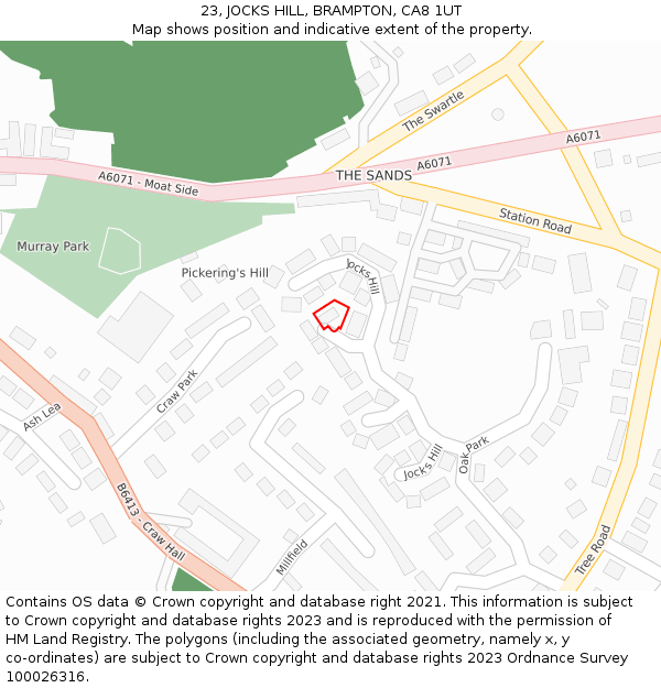 23, JOCKS HILL, BRAMPTON, CA8 1UT: Location map and indicative extent of plot
