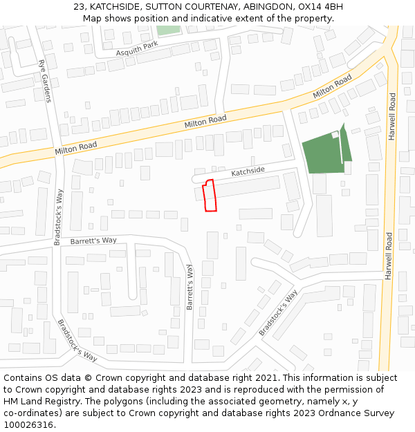 23, KATCHSIDE, SUTTON COURTENAY, ABINGDON, OX14 4BH: Location map and indicative extent of plot