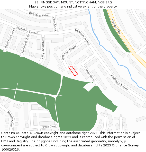 23, KINGSDOWN MOUNT, NOTTINGHAM, NG8 2RQ: Location map and indicative extent of plot