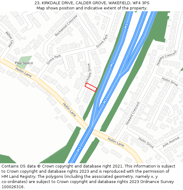 23, KIRKDALE DRIVE, CALDER GROVE, WAKEFIELD, WF4 3PS: Location map and indicative extent of plot