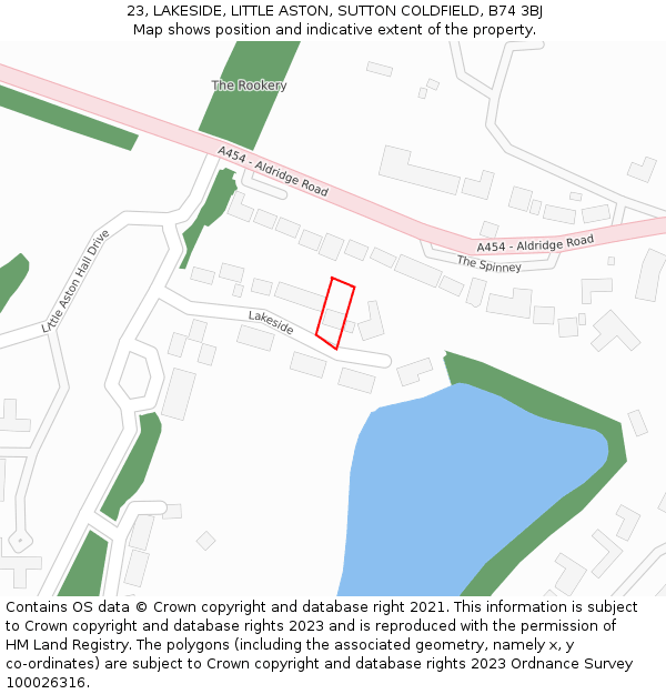 23, LAKESIDE, LITTLE ASTON, SUTTON COLDFIELD, B74 3BJ: Location map and indicative extent of plot