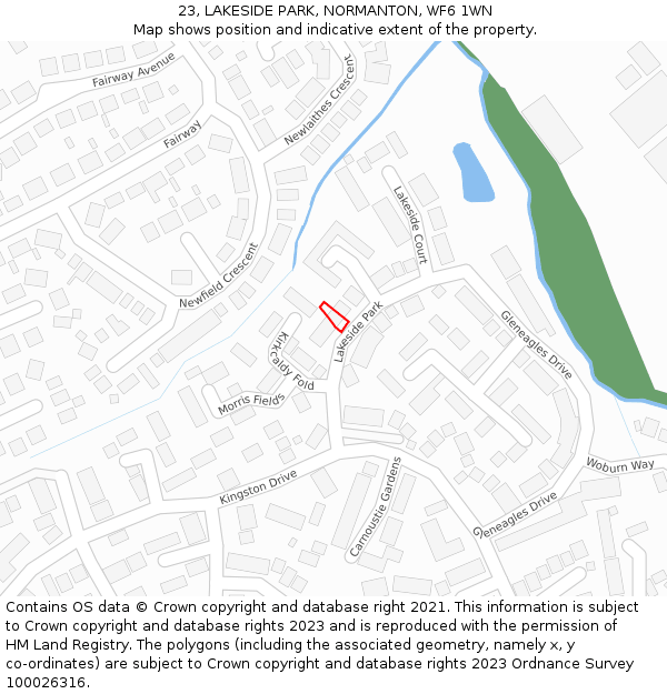 23, LAKESIDE PARK, NORMANTON, WF6 1WN: Location map and indicative extent of plot