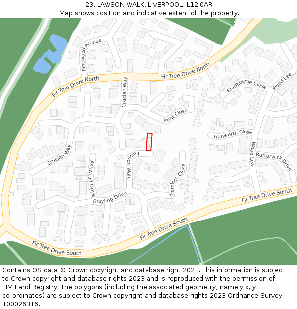 23, LAWSON WALK, LIVERPOOL, L12 0AR: Location map and indicative extent of plot