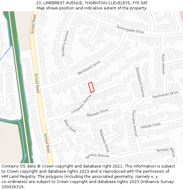 23, LIMEBREST AVENUE, THORNTON-CLEVELEYS, FY5 5AT: Location map and indicative extent of plot