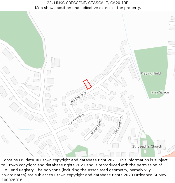 23, LINKS CRESCENT, SEASCALE, CA20 1RB: Location map and indicative extent of plot