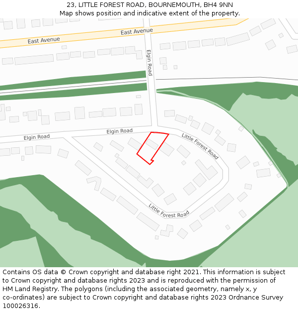 23, LITTLE FOREST ROAD, BOURNEMOUTH, BH4 9NN: Location map and indicative extent of plot