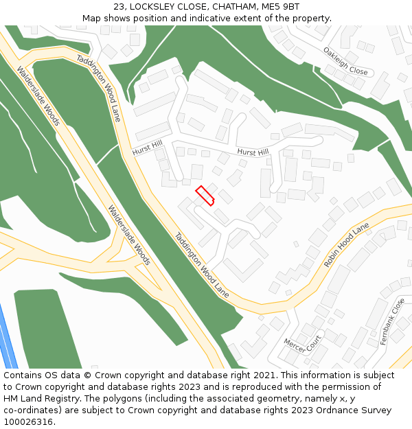 23, LOCKSLEY CLOSE, CHATHAM, ME5 9BT: Location map and indicative extent of plot