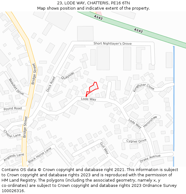 23, LODE WAY, CHATTERIS, PE16 6TN: Location map and indicative extent of plot