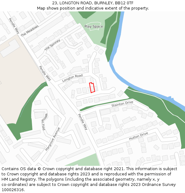 23, LONGTON ROAD, BURNLEY, BB12 0TF: Location map and indicative extent of plot