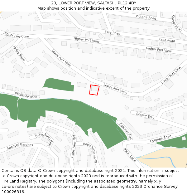 23, LOWER PORT VIEW, SALTASH, PL12 4BY: Location map and indicative extent of plot