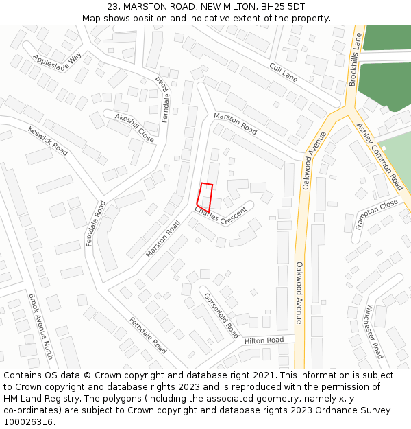 23, MARSTON ROAD, NEW MILTON, BH25 5DT: Location map and indicative extent of plot