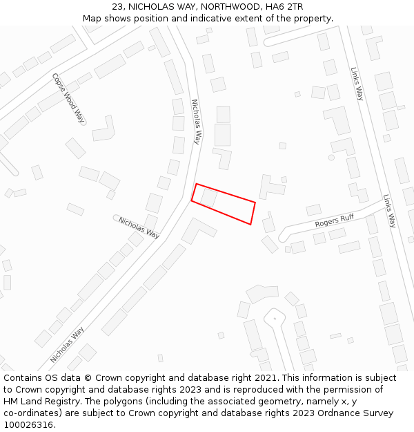 23, NICHOLAS WAY, NORTHWOOD, HA6 2TR: Location map and indicative extent of plot