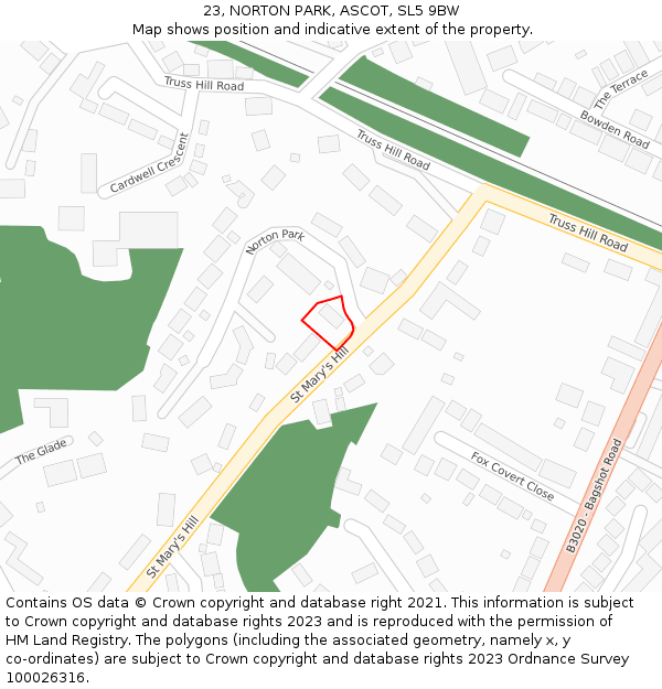 23, NORTON PARK, ASCOT, SL5 9BW: Location map and indicative extent of plot