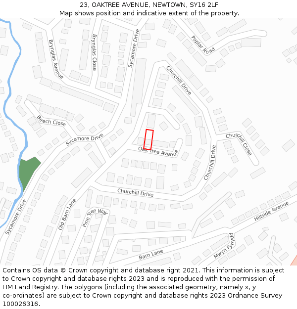 23, OAKTREE AVENUE, NEWTOWN, SY16 2LF: Location map and indicative extent of plot