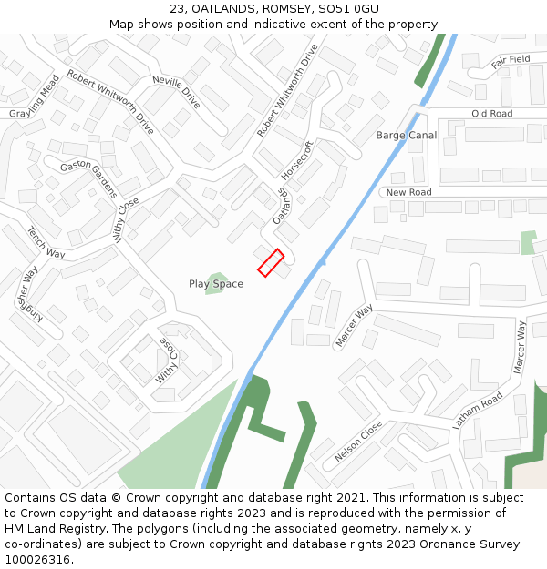 23, OATLANDS, ROMSEY, SO51 0GU: Location map and indicative extent of plot