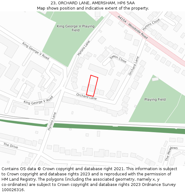 23, ORCHARD LANE, AMERSHAM, HP6 5AA: Location map and indicative extent of plot