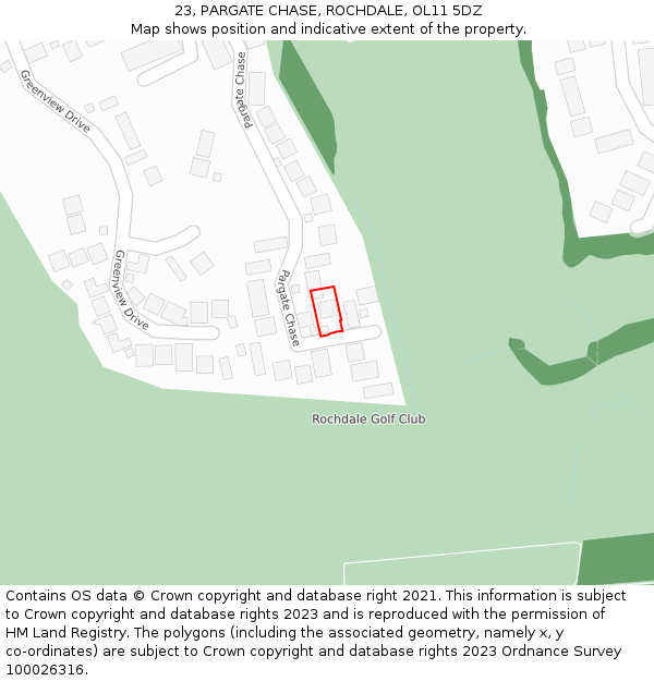 23, PARGATE CHASE, ROCHDALE, OL11 5DZ: Location map and indicative extent of plot