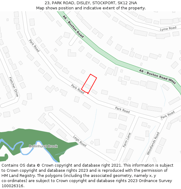 23, PARK ROAD, DISLEY, STOCKPORT, SK12 2NA: Location map and indicative extent of plot