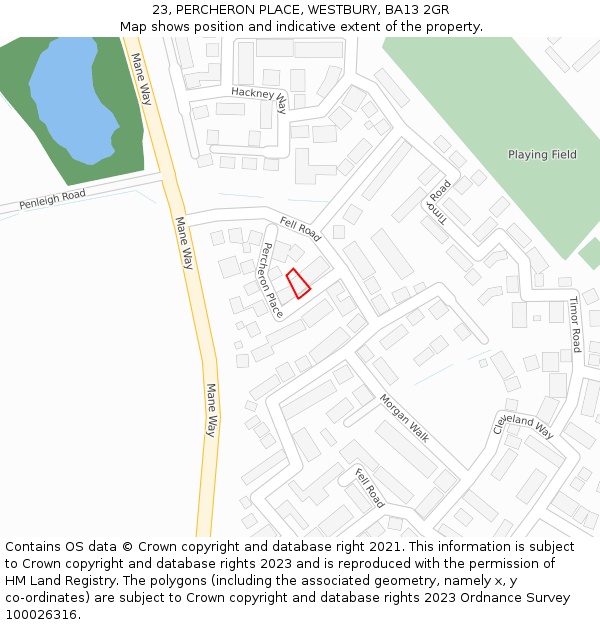 23, PERCHERON PLACE, WESTBURY, BA13 2GR: Location map and indicative extent of plot