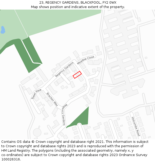 23, REGENCY GARDENS, BLACKPOOL, FY2 0WX: Location map and indicative extent of plot