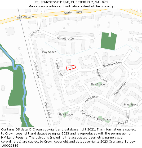 23, REMPSTONE DRIVE, CHESTERFIELD, S41 0YB: Location map and indicative extent of plot