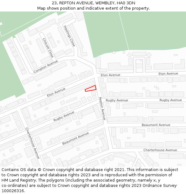 23, REPTON AVENUE, WEMBLEY, HA0 3DN: Location map and indicative extent of plot