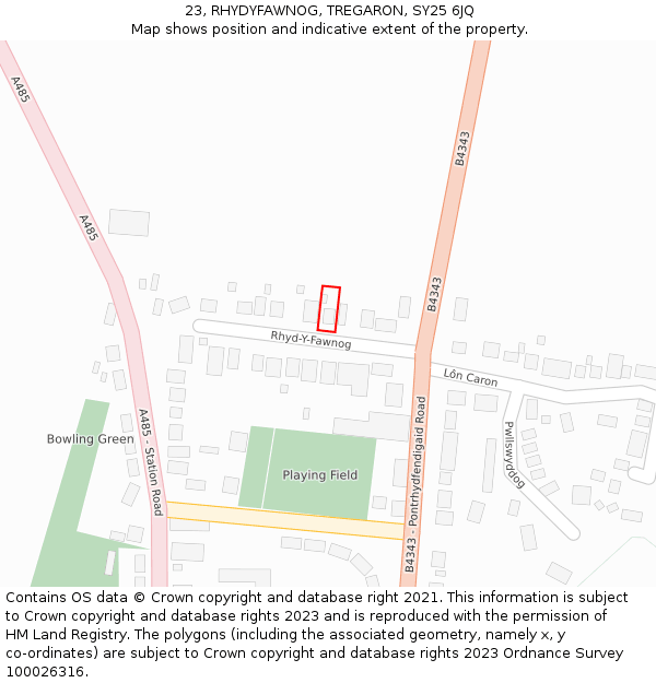 23, RHYDYFAWNOG, TREGARON, SY25 6JQ: Location map and indicative extent of plot