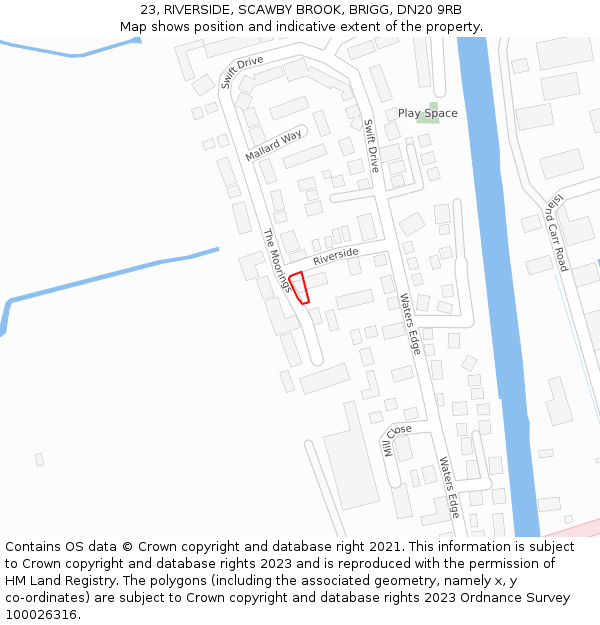 23, RIVERSIDE, SCAWBY BROOK, BRIGG, DN20 9RB: Location map and indicative extent of plot