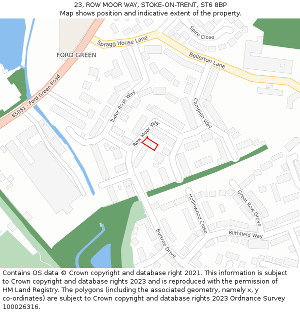 23, ROW MOOR WAY, STOKE-ON-TRENT, ST6 8BP: Location map and indicative extent of plot