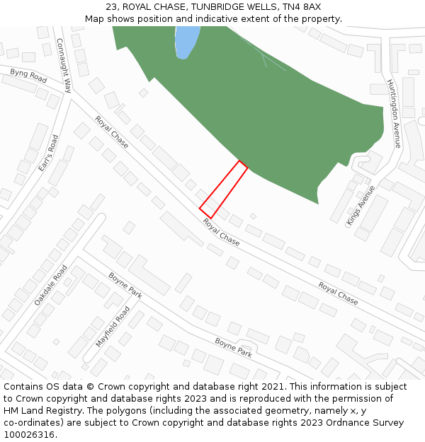 23, ROYAL CHASE, TUNBRIDGE WELLS, TN4 8AX: Location map and indicative extent of plot