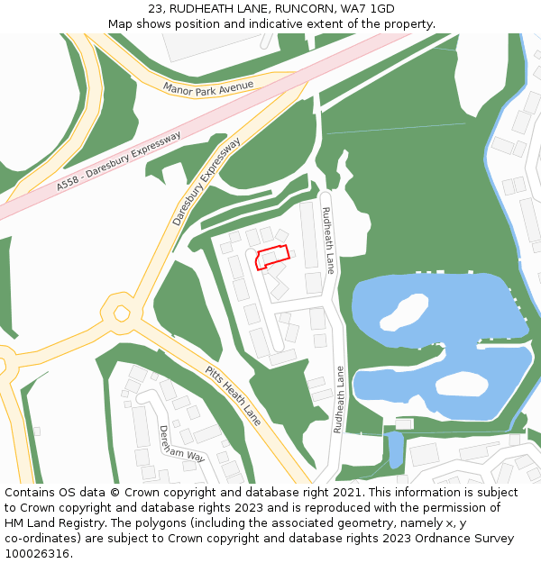 23, RUDHEATH LANE, RUNCORN, WA7 1GD: Location map and indicative extent of plot